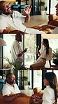 Couple, series and laughing with wine in house, high five and funny discussion with partner on break. Drinking, alcohol and mature people with smile on weekend, cheers and interracial relationship