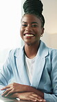 Happy, face or black woman in agency with pride, about us or ambition as investment advisor. Business, smile or financial consultant in office with confidence, career or experience in risk management