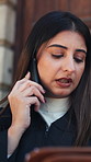 Phone call, lawyer and woman in city with paperwork for contact, discussion and advice for legal trial. Courthouse, attorney and person with report on cellphone for legislation, justice or consulting