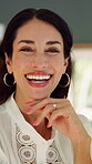 Smile, relax and face of woman in home for peace, confidence and wellness. Happiness, pride and weekend break with mature person in living room of apartment for calm, free time and good mood