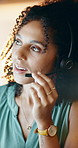 Call center, sales or woman in agency with headset, order processing or customer outreach in online store. Telemarketing, mic or agent with tech, lead generation or delivery tracking in crm service.