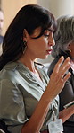 Question, seminar and tablet with business woman in workshop for audience, faq session and feedback. Tradeshow, discussion and answer with mature employee at conference for event, meeting and crowd