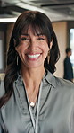 Woman, smile and face in business convention for industry workshop, seminar and lobby. Startup summit, office forum and mature person for networking event, expo opportunity and conference meeting