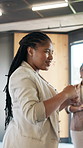 Woman, team and business meeting with speaker in office for open conference, seminar or tradeshow. Female person, presentation or talking to group of employees for discussion, tips or work practice