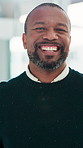 Black man, face and happy with mature lawyer in office for legal aid, council or representation. Law firm, legislation and smile of advocate at agency for court case, hearing or trial experience