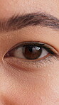 Sight, vision and eye with face of woman for optometry, healthcare and lens prescription test. Medical, ophthalmology and wellness with closeup of female person for optical, perception and iris