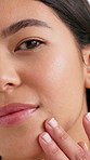 Pimple patch, beauty and face of woman in studio for skincare, self care and dermatology glow. Aesthetic, shine and acne treatment with person on white background for grooming, hygiene and clean