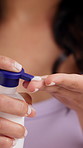 Woman, hands and skincare with lotion for moisturizer, anti aging treatment or gentle skin. Female person, closeup and touch with cream, sunscreen or SPF for protection, hydration or beauty wellness