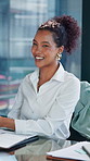 Woman, notebook and business team in office with meeting, task delegation and planning. Project management, conversation and workflow brainstorming for proposal, deal or development for training