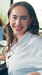 Marketing, face or woman in office with meeting, pride or ambition in advertisement industry. Confidence, portrait or brand director in agency with smile, about us or experience as campaign planner.