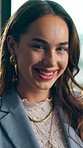 Face, business and woman with smile in office for career pride, about us and finance advisor. Portrait, female person and financial consultant with ambition, positive attitude and accounting company