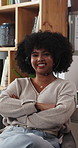 Remote work, home and face of black woman with headset for virtual assistant, client support and help. Wfh, happy and portrait of person with microphone for consulting, online advice and contact us