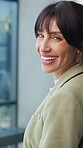 Realtor, face or mature woman in agency with laugh, pride or ambition as property seller. Smile, portrait or real estate agent with confidence, positive attitude or experience in housing industry.