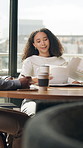Woman, documents or meeting with group for planning, strategy or company ideas in office. Female person, window or business discussion with project brief for team proposal or development in workplace