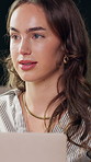 Meeting, laptop and businesswoman in office for planning finance report with company budget. Discussion, computer and female financial advisor with conversation for investment proposal in workplace.