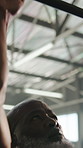 Black man, pull up and bar for fitness at gym for exercise, strength training and sports challenge. Mature person, equipment and intense workout for bodybuilding, physical activity and strong muscles