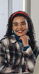 Laughing, face and woman with laptop in business, copywriting and research for blog post on website. Copywriter, typing and happy person with tech, email marketing and creative project in office