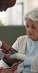 Nurse, exam and blood pressure machine with senior patient for medical results or checkup. Female person, caregiver or monitoring client with arm strap for health or elderly care in retirement home