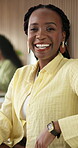 About us, face and funny with business woman in boardroom for career, development or meeting. Confidence, opportunity and pride with employee laughing in workplace for collaboration or satisfaction