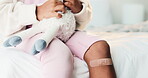Medical, plaster or child in hospital with toy, first aid or childcare in virus vaccine. Healthcare, wound bandage or kid with teddy bear, immunization shot or checkup in childhood development.
