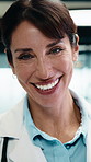 Laugh, doctor and face of woman in hospital for medical service, medicare and healthcare career. Professional, clinic and portrait of person with pride for wellness support, about us and consultant