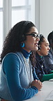 Call center, woman and talking for telemarketing with computer, communication and upsell service. Headset, coworking or sales consultant with tech to explain information, smile and lead generation