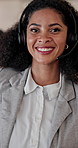 Face, woman and customer service in call center with smile, pride or human resources support at night. Bokeh, late and person coworking in business with help desk, about us and happy HR consultant.