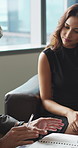 Documents, meeting and business people in office for contract, negotiation or finance report. Discussion, paperwork and financial manager with investor client for investment proposal in workplace.