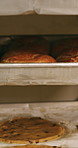 Bakery, shelf and products in commercial kitchen with cookies, cooking and small business. Patisserie, order and quality control for catering, restaurant industry and production for bagels or snack