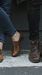 Legs, business people and waiting for hiring, recruitment and job search with line in city. Candidate row, shoes and group with interview, career opportunity and onboarding for human resources