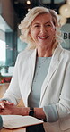 Happy, face or woman in office with pride, about us or ambition as investment advisor. Smile, portrait or mature finance consultant with confidence, career growth or opportunity in risk management.
