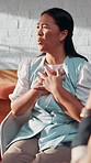 Talking, therapy and angry woman in consultation for counseling, betrayal anxiety and mental health. Psychology session, frustrated and person with depression, heartbreak trauma and story in office