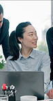 Finance, discussion and business woman with laptop in office boardroom for planning or review. Coaching, development and presentation with financial team in workshop together for wealth management