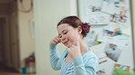 Fun, energy and child with dance in kitchen for childhood freedom, creative movement or development. Growth, girl kid and happy with rhythm in home for self expression, entertainment and wellness