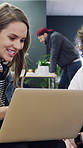 Creative, computer and people in meeting for consulting, advice or collaboration on business growth. Office, project and marketing agency with client for planning, explaining or helping on laptop