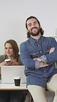 Business, face and happy people in creative office for confident, diversity and workplace. Staff, culture and marketing agency or group in portrait for about us, proud or inclusion with teamwork