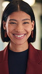 Face, happy and businesswoman with confidence in office, housing market industry and real estate career. Portrait, professional and realtor with pride for property management, rental agency and laugh