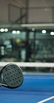 Fitness, serve and woman with padel racket for game, training and exercise for sports competition. Tennis court, technique practice and player with equipment for match, weekend contest and active