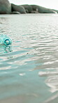 Plastic, pollution and float with bottle in ocean for environment problem, waste management and litter. Recycling fail, water hazard and illegal dumping of garbage in sea for climate crisis outdoor