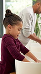 Water, soap and dad with child for washing hands in bathroom for health, self care or hygiene. Teach, disinfection and father with kid for clean skin with removal of bacteria, germs or dirt in home.