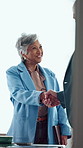 Welcome, handshake and happy business people in office meeting, agreement or financial partnership. Greeting, mature woman and shaking hands in workplace, investment collaboration or b2b acquisition