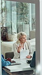 Meeting, conversation and business woman with proposal in office for problem solving, company audit or report. Mature person, financial agency and paperwork with document, decision or investment plan