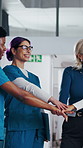 Healthcare, hand stack and celebration with team in hospital, achievement and applause with manager. Happy people, collaboration and clapping with colleagues in clinic, laughing and medical success