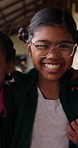 Face, friends and laughing with children hugging at school for bonding, development or humor. Excited, funny and learning with girl kids at academy together for academic study, future or growth
