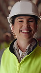 Happy, woman and face of logistics manager in warehouse with confidence for career in supply chain. Smile, portrait and female distribution worker with pride for export safety, cargo or shipping.