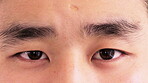 Health, face and man with vision in closeup for optical assessment, eyesight test or wellness. Optometry, healthcare and person with eye examination for cornea disease, ocular pressure and cataracts