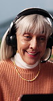 Headset, happy and businesswoman in home with remote work for virtual assistant with online query. Laptop, mature person and female customer support specialist with mic for omnichannel system.