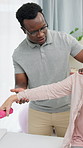 Physiotherapy, weights and man with senior patient for mobility, wellness and healing for arthritis. Healthcare, physical therapist and woman with dumbbell for medical service, recovery and exercise