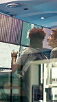 People, weather and monitor with team for talk, digital map or info for forecasting at workplace. Man, woman and satellite data on screen, hurricane and insight for storm development with meteorology