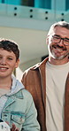 Happy, family and face with children for real estate, property investment or security together. Portrait, dad and mom with kids, smile or house for new home, safety or outdoor bonding in backyard